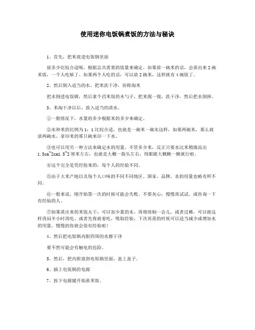 使用迷你电饭锅煮饭的方法与秘诀
