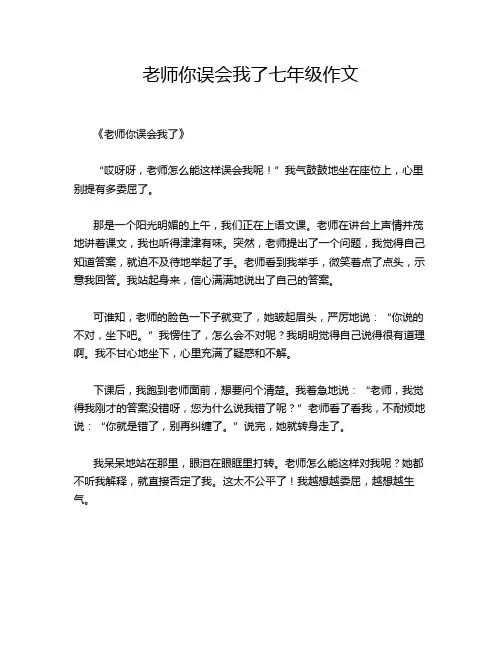 老师你误会我了七年级作文