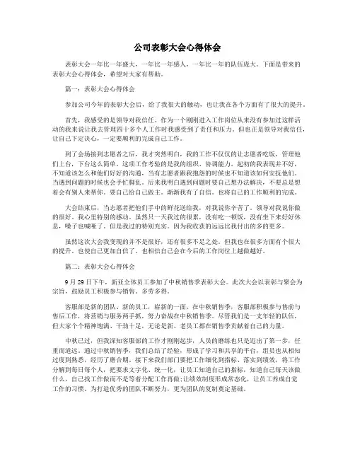 公司表彰大会心得体会