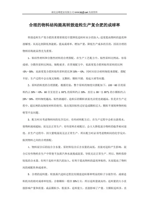 合理的物料结构提高转鼓造粒生产复合肥的成球率