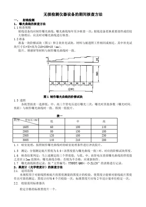 无损检测仪器设备的期间核查方法