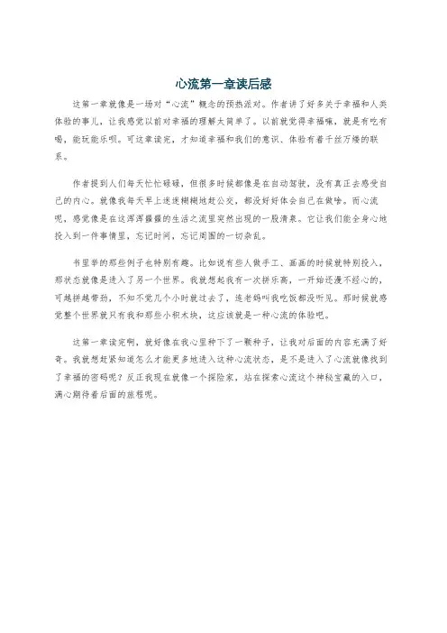 心流第一章读后感