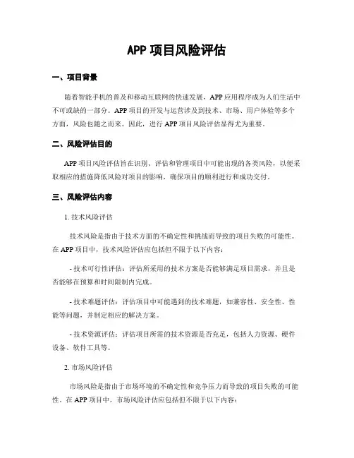 APP项目风险评估