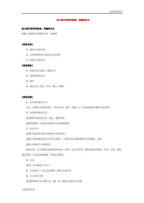 中班科学教案 有趣的石头
