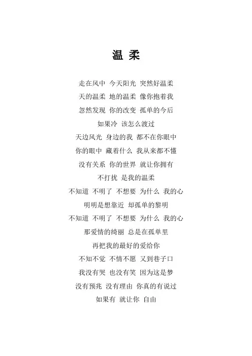 汪苏泷《温柔》歌词