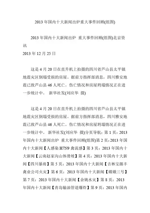 2013年国内十大新闻出炉重大事件回顾(组图)
