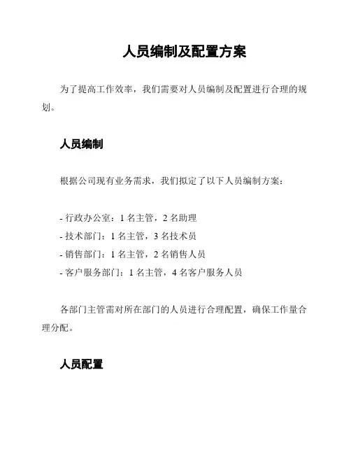 人员编制及配置方案