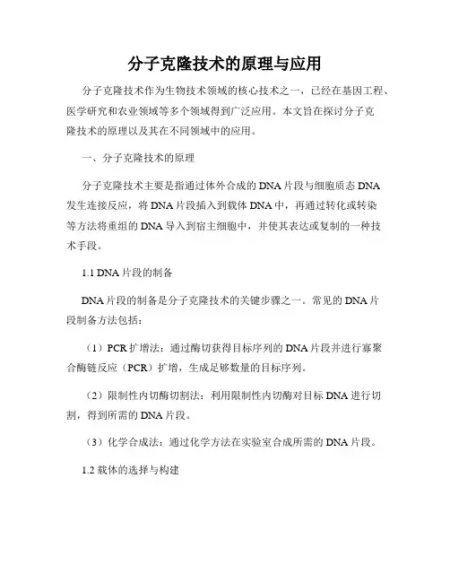 分子克隆技术的原理与应用