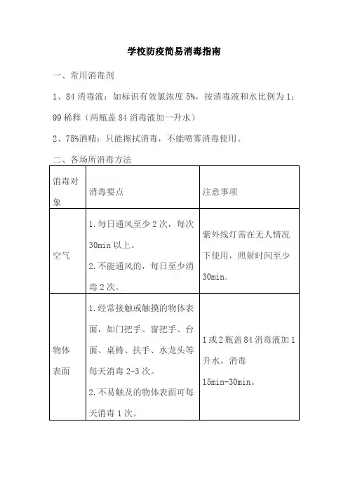 学校简易消毒指南