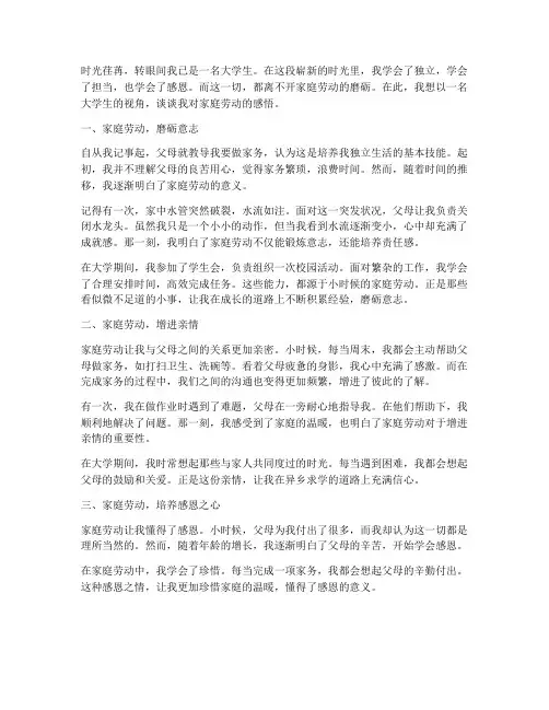 家庭劳动感言大学生