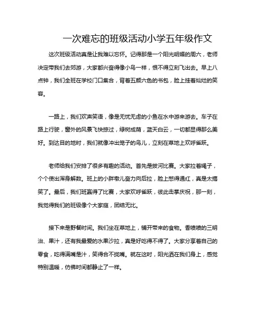一次难忘的班级活动小学五年级作文