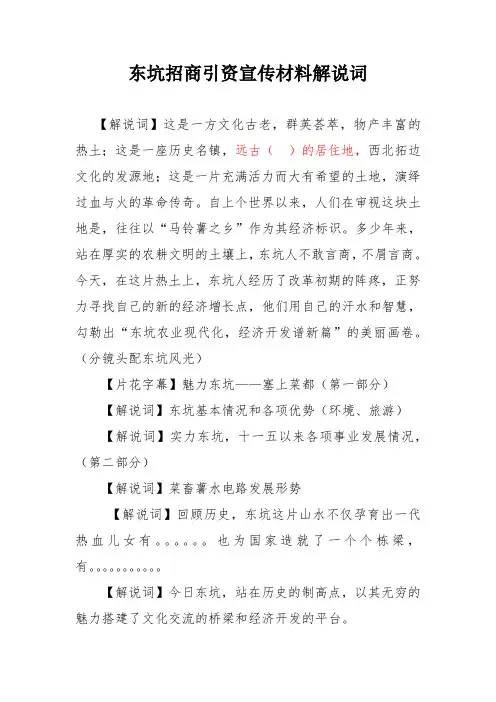 东坑招商引资宣传材料解说词