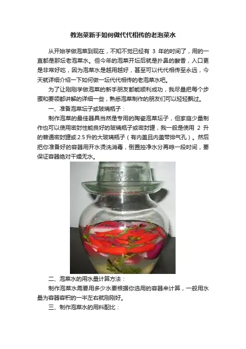 教泡菜新手如何做代代相传的老泡菜水