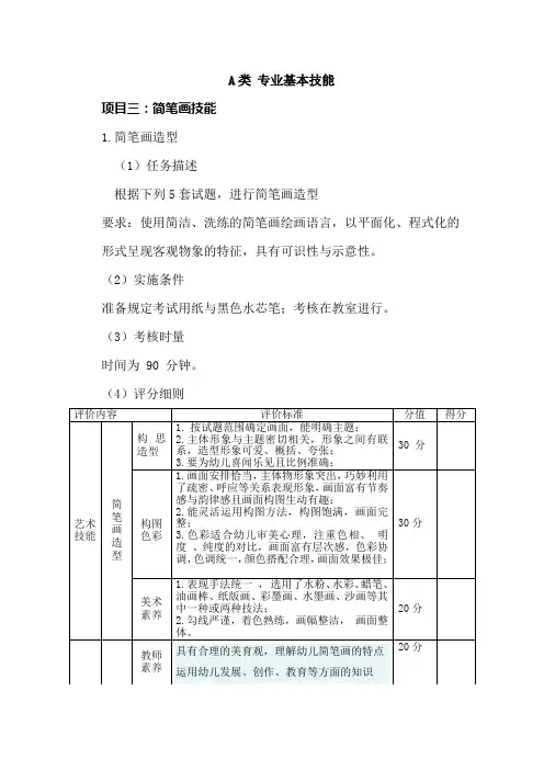 21级简笔画技能抽查题库