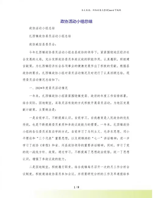 政协活动小组总结