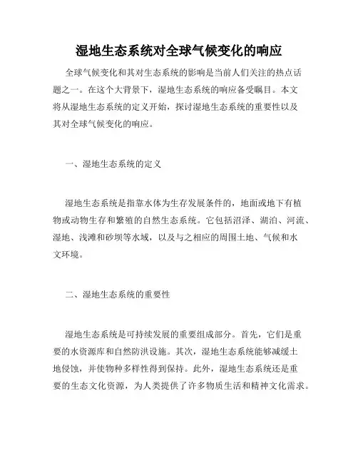 湿地生态系统对全球气候变化的响应