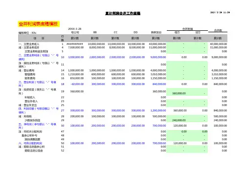 合并报表-利润表底稿模板