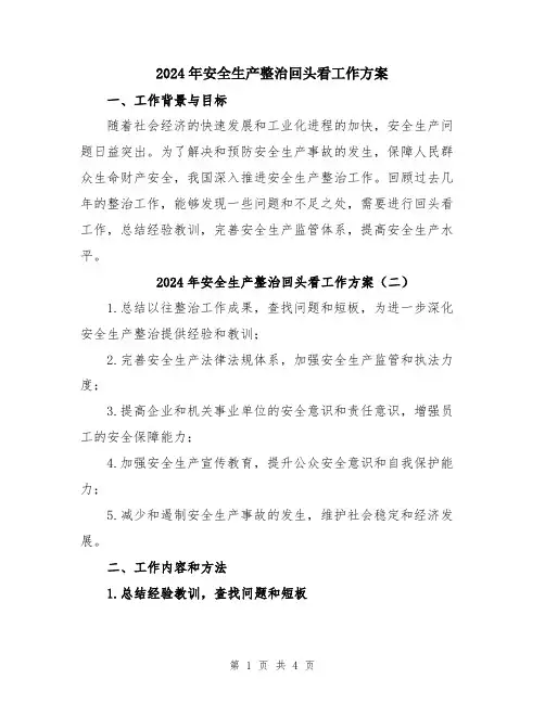 2024年安全生产整治回头看工作方案