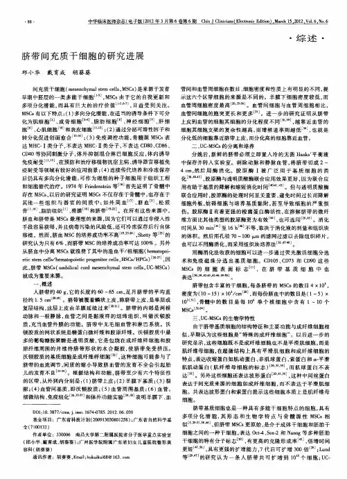 脐带间充质干细胞的研究进展