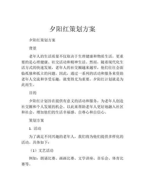 夕阳红策划方案