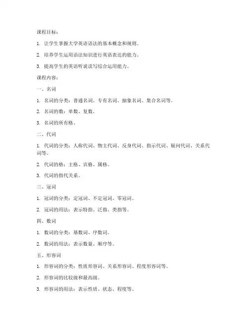 大学英语语法讲解课程教案