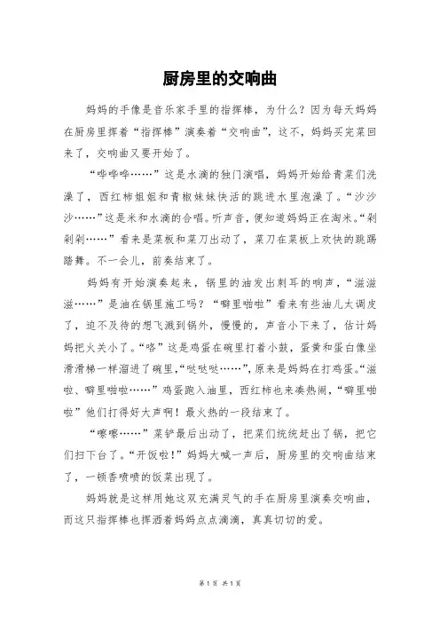 厨房里的交响曲_六年级作文