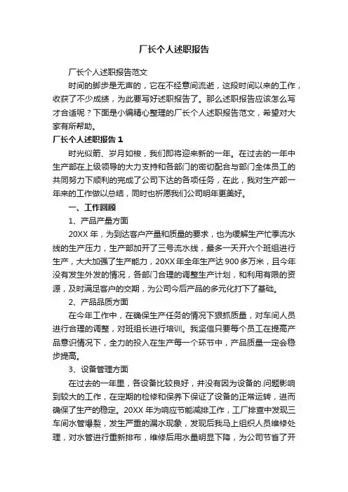 厂长个人述职报告