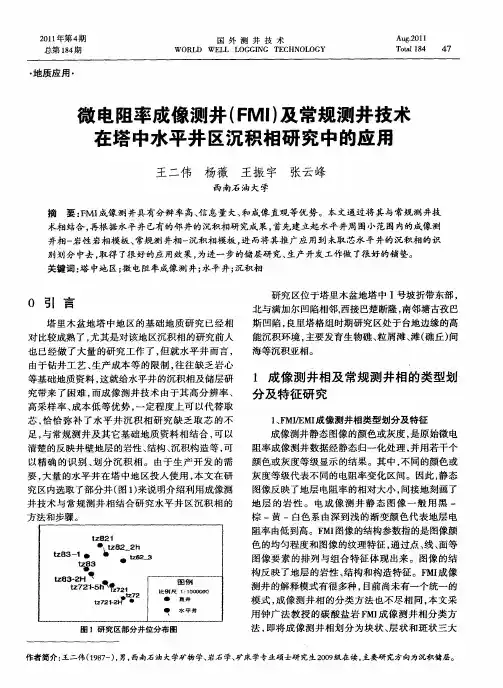 微电阻率成像测井(FMI)及常规测井技术在塔中水平井区沉积相研究中的应用