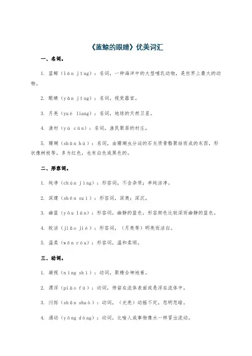 《蓝鲸的眼睛》优美词汇