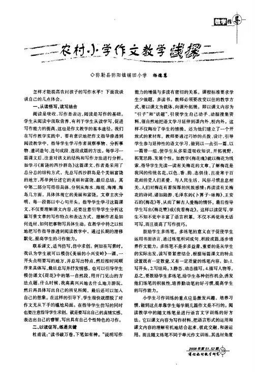 农村小学作文教学浅探