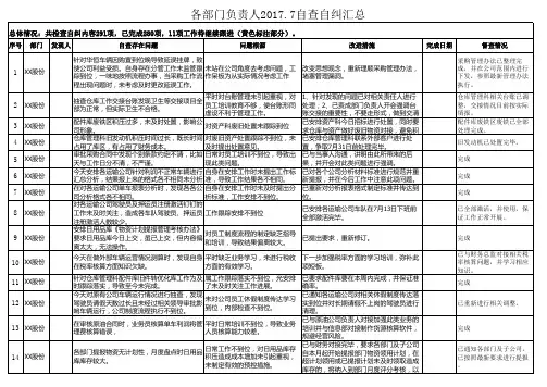 各部门负责人自查自纠及督查情况汇总
