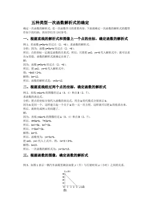 确定一次函数解析式的五种方法