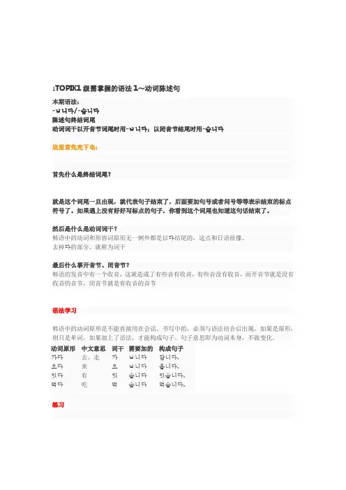 TOPIK1语法