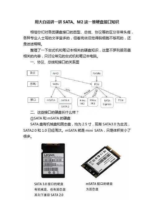 用大白话讲一讲SATA、M2这一堆硬盘接口知识