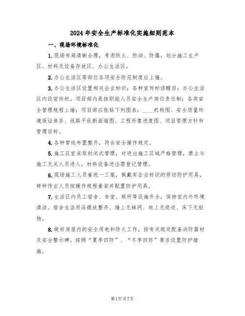 2024年安全生产标准化实施细则范本（二篇）