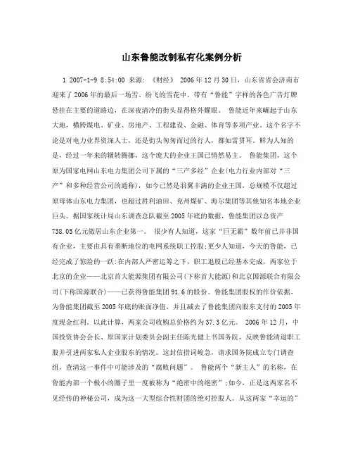 山东鲁能改制私有化案例分析