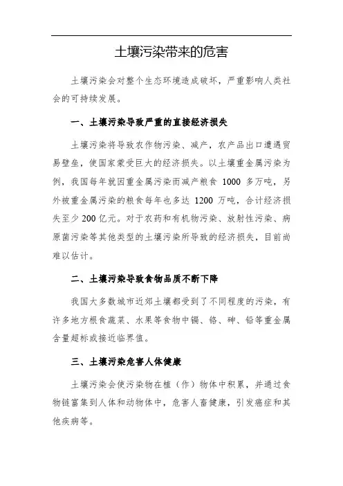 土壤污染带来的危害