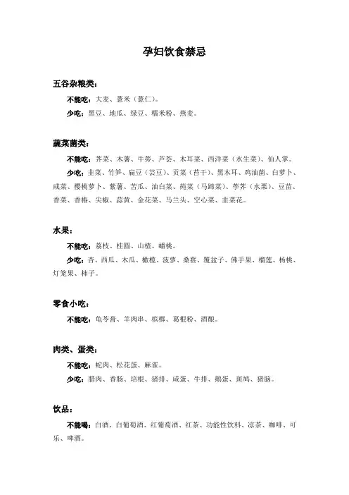 孕妇饮食禁忌