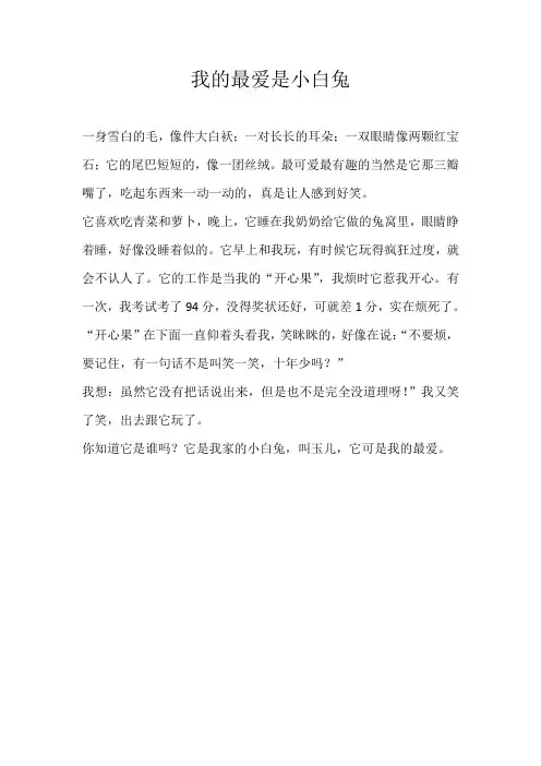 四年级状物我的最爱是小白兔