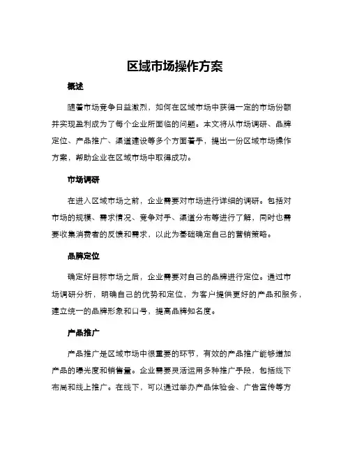 区域市场操作方案