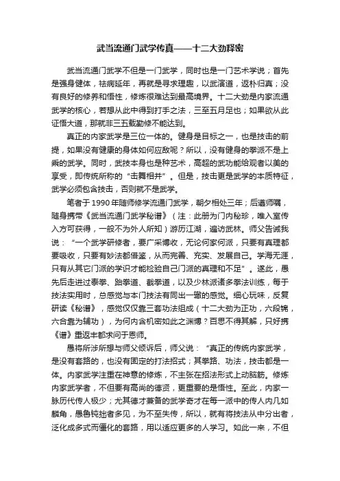 武当流通门武学传真——十二大劲释密
