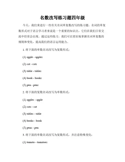 名数改写练习题四年级