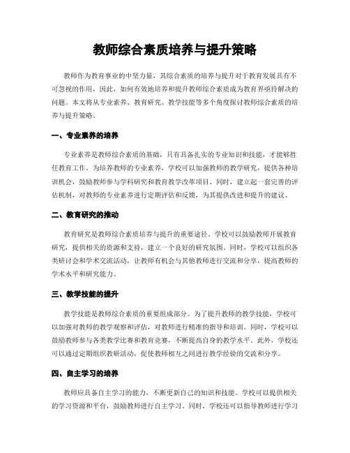 教师综合素质培养与提升策略
