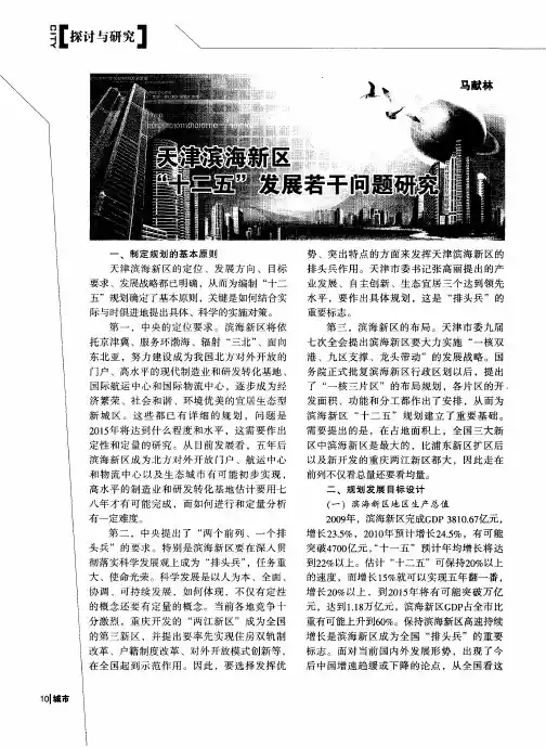 天津滨海新区“十二五”发展若干问题研究