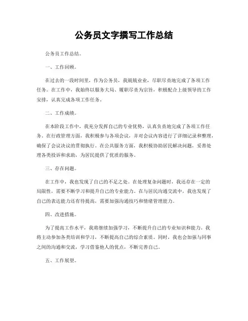 公务员文字撰写工作总结