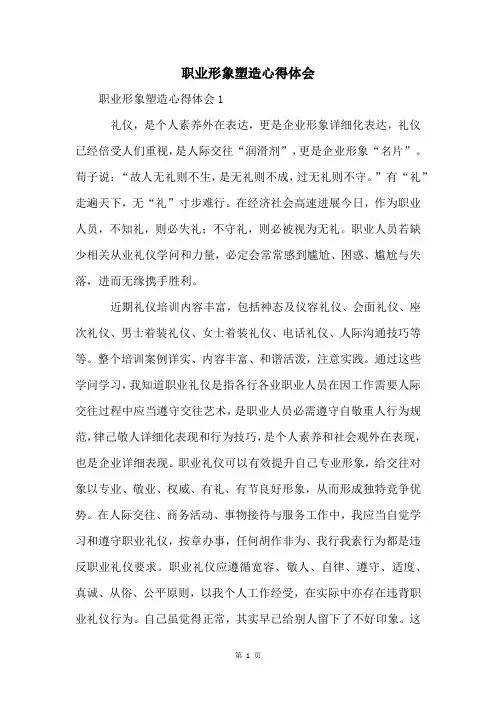 职业形象塑造心得体会