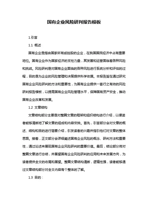 国有企业风险研判报告模板