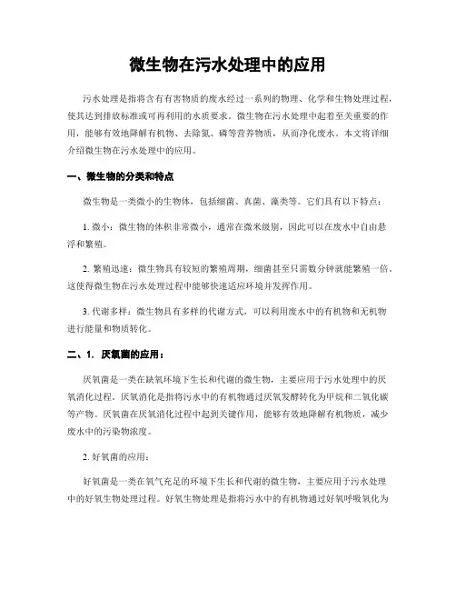 微生物在污水处理中的应用