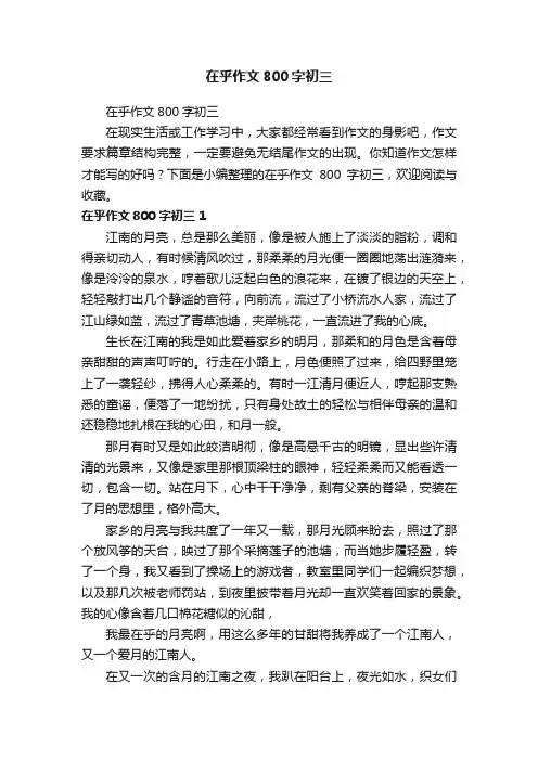 在乎作文800字初三