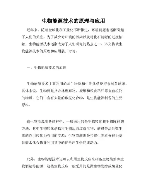 生物能源技术的原理与应用